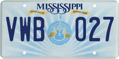 MS license plate VWB027