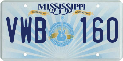 MS license plate VWB160