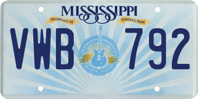 MS license plate VWB792