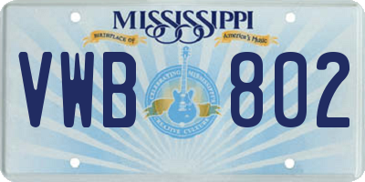 MS license plate VWB802