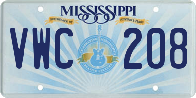 MS license plate VWC208