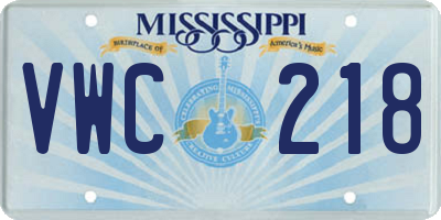 MS license plate VWC218