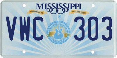 MS license plate VWC303