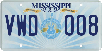 MS license plate VWD008