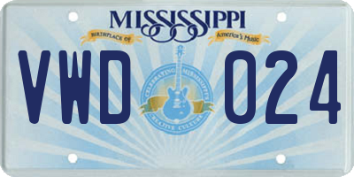 MS license plate VWD024