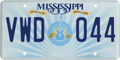 MS license plate VWD044