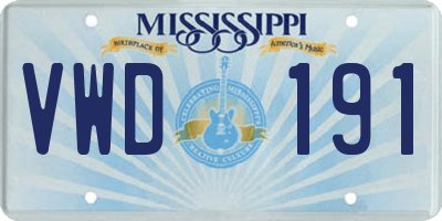 MS license plate VWD191