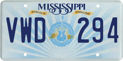 MS license plate VWD294