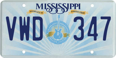 MS license plate VWD347