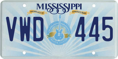 MS license plate VWD445