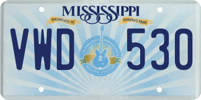 MS license plate VWD530