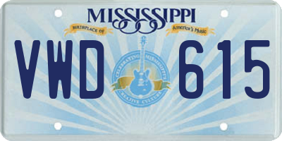 MS license plate VWD615