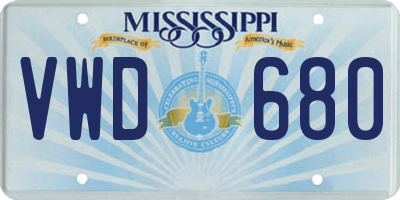 MS license plate VWD680