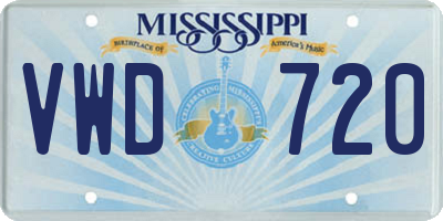 MS license plate VWD720