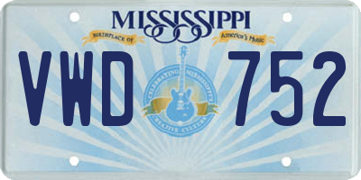 MS license plate VWD752
