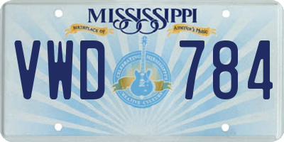 MS license plate VWD784