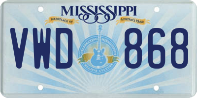 MS license plate VWD868