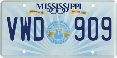MS license plate VWD909