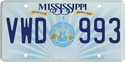 MS license plate VWD993