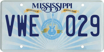 MS license plate VWE029