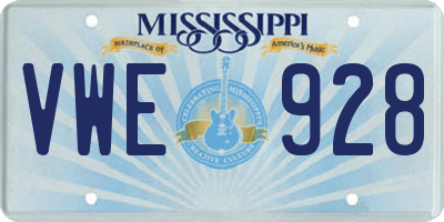 MS license plate VWE928