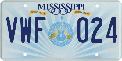 MS license plate VWF024