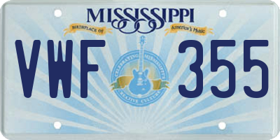 MS license plate VWF355