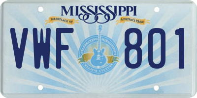 MS license plate VWF801