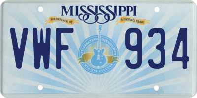 MS license plate VWF934