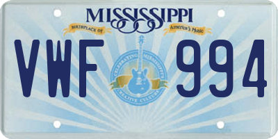 MS license plate VWF994