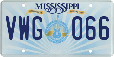 MS license plate VWG066