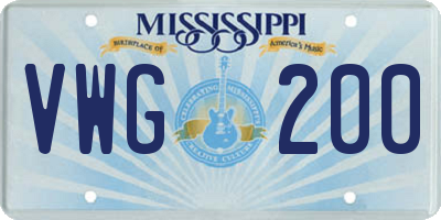 MS license plate VWG200