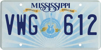 MS license plate VWG612