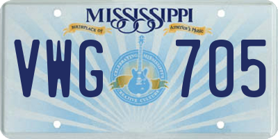 MS license plate VWG705