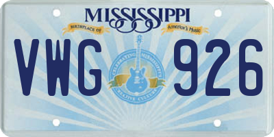MS license plate VWG926