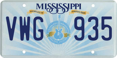 MS license plate VWG935