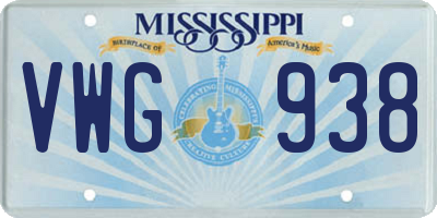 MS license plate VWG938