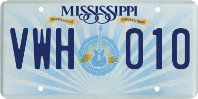 MS license plate VWH010
