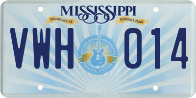 MS license plate VWH014