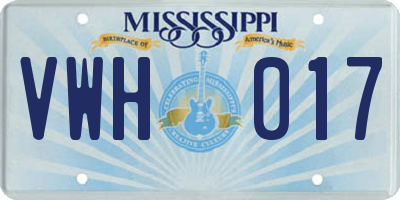 MS license plate VWH017
