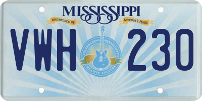 MS license plate VWH230