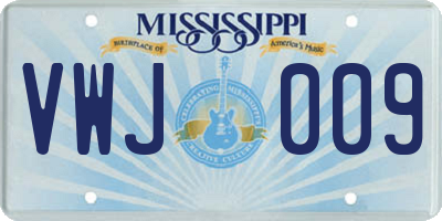 MS license plate VWJ009