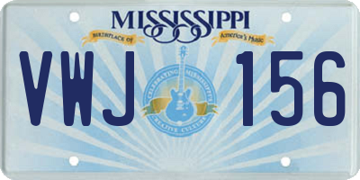 MS license plate VWJ156
