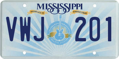 MS license plate VWJ201
