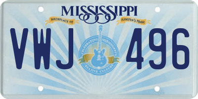 MS license plate VWJ496