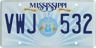 MS license plate VWJ532