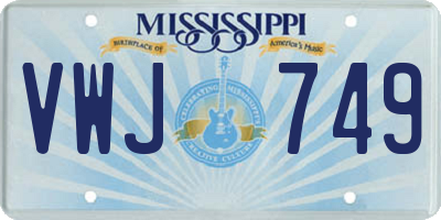 MS license plate VWJ749