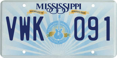 MS license plate VWK091