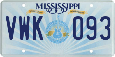 MS license plate VWK093