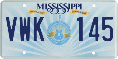 MS license plate VWK145